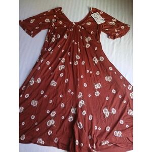 Latched Mama Rust Floral Jumpsuit